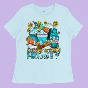 Feeling A Little Frosty Coffee Cups Ladies Tee Designed By Nancycooperartshop