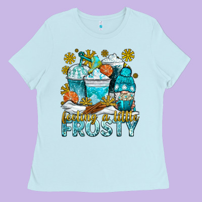 Feeling A Little Frosty Coffee Cups Ladies Tee Designed By Nancycooperartshop