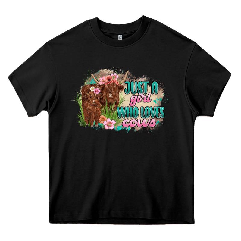 Just A Girl Who Loves Cows Heavy Core Tee by MaliasSmallBusiness | Teevron
