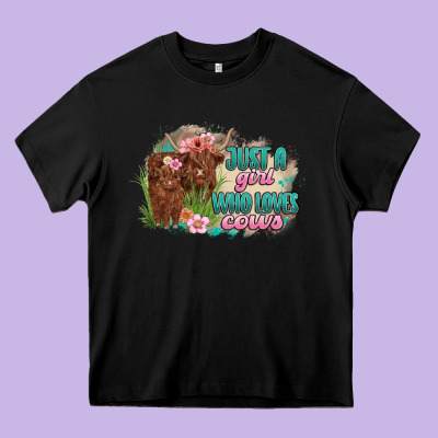 Just A Girl Who Loves Cows Heavy Core Tee Designed By Maliassmallbusiness