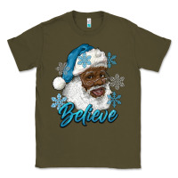 Army Green winter christmas african american santa believe Classic Tee - RanaPortraitStore