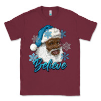 Burgundy winter christmas african american santa believe Classic Tee - RanaPortraitStore
