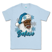 Dusty Blue winter christmas african american santa believe Classic Tee - RanaPortraitStore