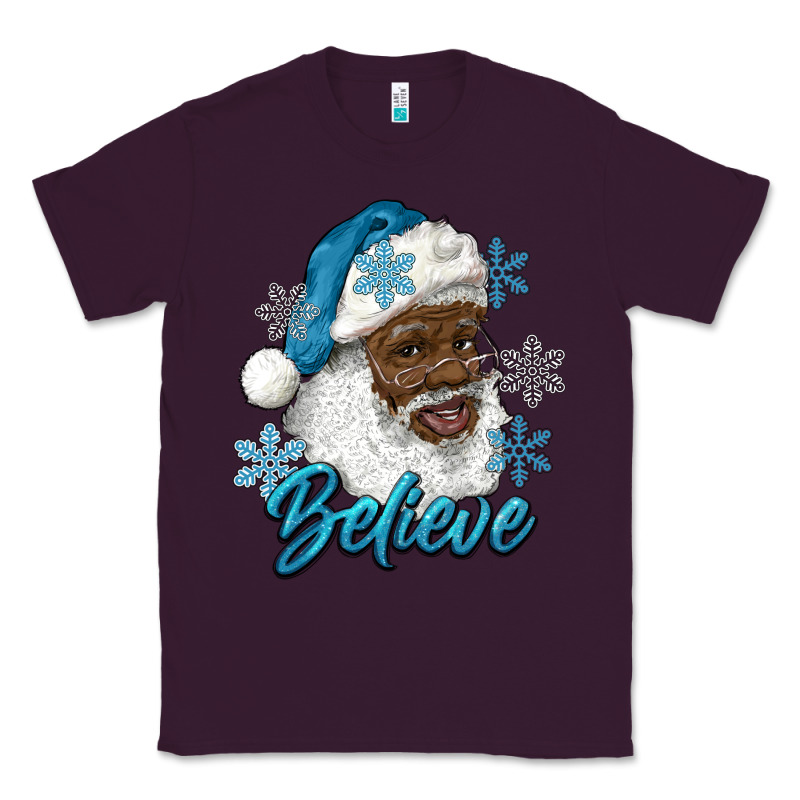 Winter Christmas African American Santa Believe Classic Tee by RanaPortraitStore | Teevron