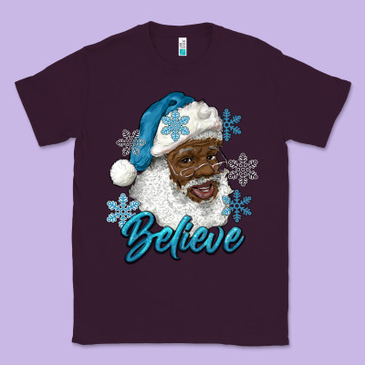 Winter Christmas African American Santa Believe Classic Tee Designed By Ranaportraitstore