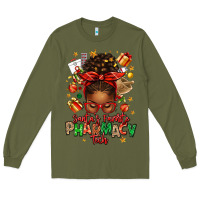 Army Green santas favorite pharmacy tech afro messy bun Long Sleeve Tee - texasbilliewilder
