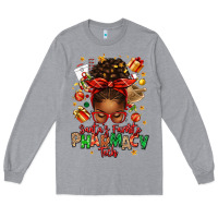 Heather Grey santas favorite pharmacy tech afro messy bun Long Sleeve Tee - texasbilliewilder