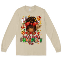 Mushroom santas favorite pharmacy tech afro messy bun Long Sleeve Tee - texasbilliewilder