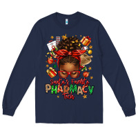 Navy santas favorite pharmacy tech afro messy bun Long Sleeve Tee - texasbilliewilder