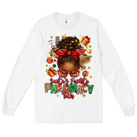 White santas favorite pharmacy tech afro messy bun Long Sleeve Tee - texasbilliewilder