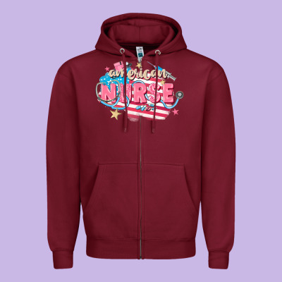 American Nurse Zipper Hoodie Designed By Fadigitalartstudio