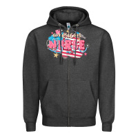 Charcoal Heather American Nurse Zipper Hoodie - FaDigitalArtStudio