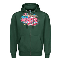 Sports Green American Nurse Zipper Hoodie - FaDigitalArtStudio