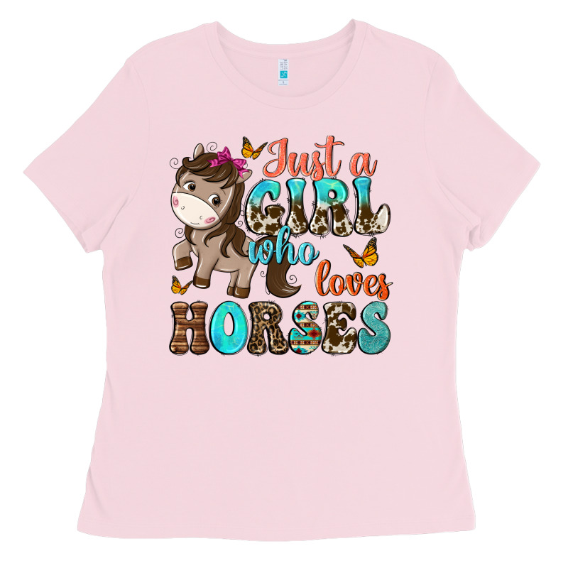 Just A Girl Who Loves Horses Ladies Tee by NancyCooperArtShop | Teevron