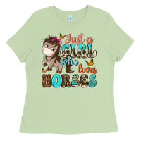 Matcha just a girl who loves horses Ladies Tee - NancyCooperArtShop