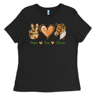 Black Peace Love Horses Ladies Tee - Jasminsmagicworld