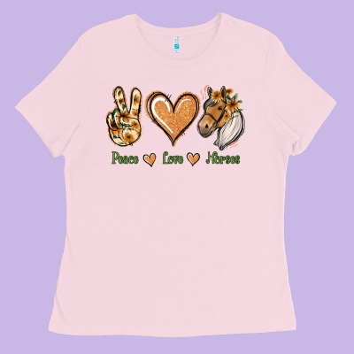 Peace Love Horses Ladies Tee Designed By Jasminsmagicworld