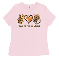Bubblegum Pink Peace Love Horses Ladies Tee - Jasminsmagicworld