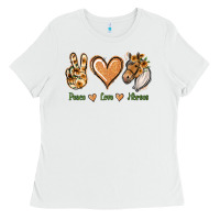 White Peace Love Horses Ladies Tee - Jasminsmagicworld