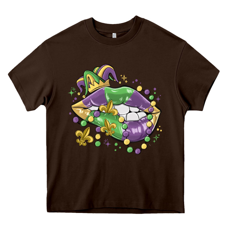 Mardi Gras Lips Heavy Core Tee by MaliasSmallBusiness | Teevron