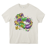 Cream mardi gras lips Heavy Core Tee - MaliasSmallBusiness