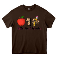 Chocolate Brown hello first grade leopard 3200x2400 Heavy Core Tee - AdoDesignShop