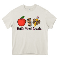 Cream hello first grade leopard 3200x2400 Heavy Core Tee - AdoDesignShop