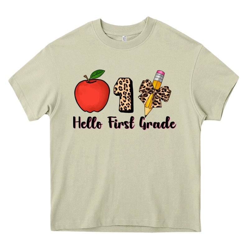 Hello First Grade Leopard 3200x2400 Heavy Core Tee by AdoDesignShop | Teevron