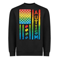 Black Autism American Flag Heavyweight Sweatshirt - CowGirlArtShop