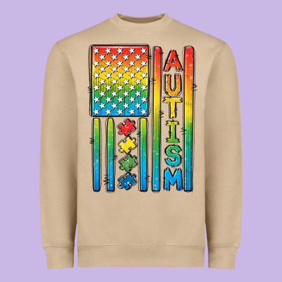 Autism American Flag Heavyweight Sweatshirt Designed By Cowgirlartshop