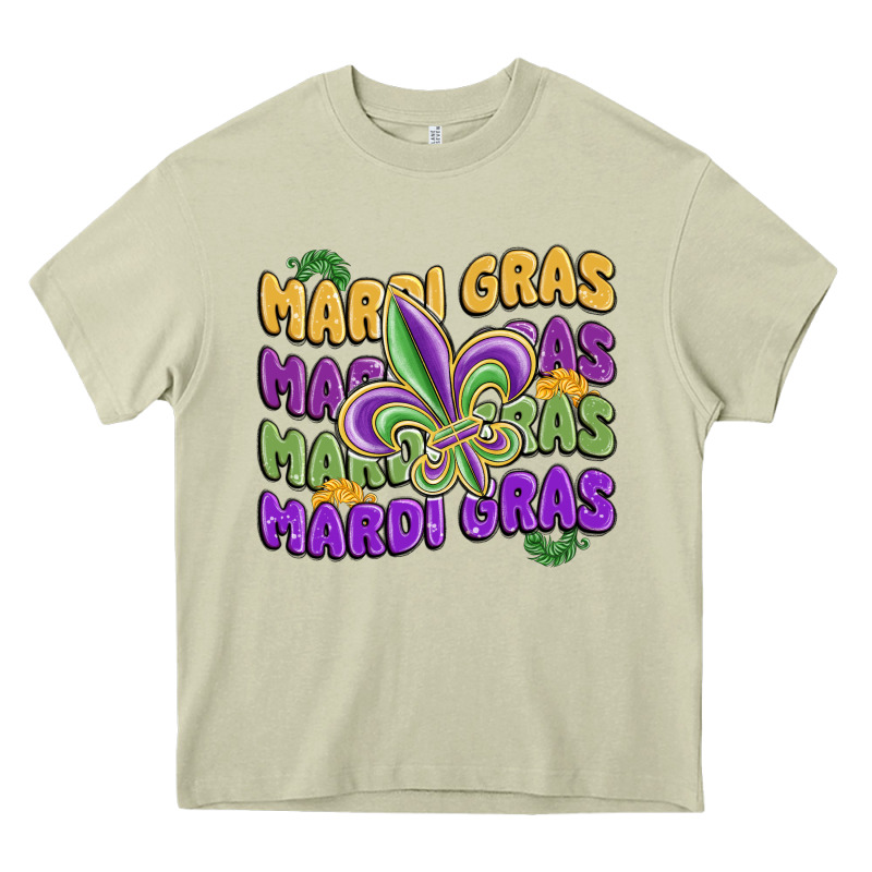 Mardi Gras With Fleur De Lis Heavy Core Tee by MaliasSmallBusiness | Teevron