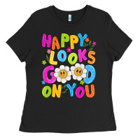 Black happy looks good on you Ladies Tee - NancyCooperArtShop