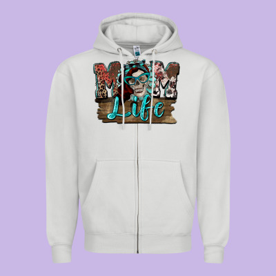 Mom Life Skull Mother's Day Zipper Hoodie Designed By Fadigitalartstudio