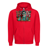 Red Mom life skull Mother's Day Zipper Hoodie - FaDigitalArtStudio