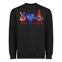 Black Peace love America with gnome 4th of july Heavyweight Sweatshirt - HowdyJamesFarm