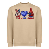 Peace Love America With Gnome 4th Of July Heavyweight Sweatshirt | Teevron