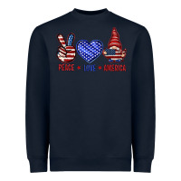 Navy Peace love America with gnome 4th of july Heavyweight Sweatshirt - HowdyJamesFarm
