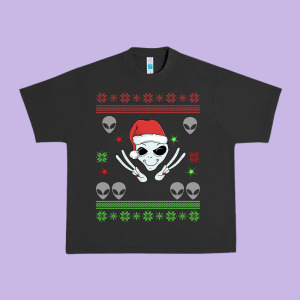 Alien Ugly Christmas Urban Heavy Tee Designed By Bettercallsaul