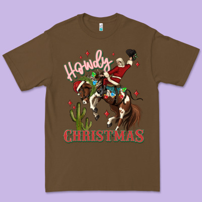 Howdy Christmas Cowboy Santa Premium Tee Designed By Maliassmallbusiness