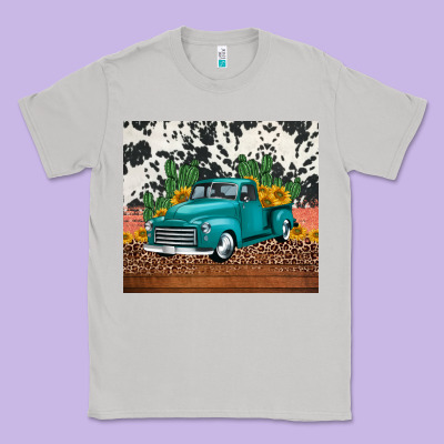 Western Farm Truck Cactus And Sunflowers Classic Tee Designed By Jasminsmagicworld