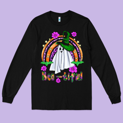 Boo-tiful Ghost Long Sleeve Tee Designed By Nancycooperartshop