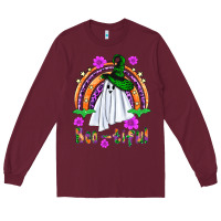 Burgundy Boo-tiful ghost Long Sleeve Tee - NancyCooperArtShop