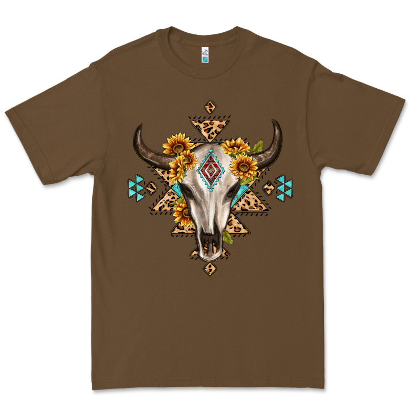 Bull Skull With Aztec Sunflower Leopard Premium Tee by MaliasSmallBusiness | Teevron