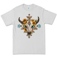 Dove Grey bull skull with aztec sunflower leopard Premium Tee - MaliasSmallBusiness