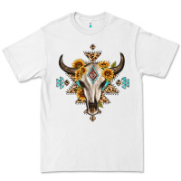 White bull skull with aztec sunflower leopard Premium Tee - MaliasSmallBusiness