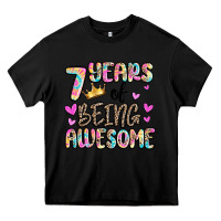 Black 7 years of being awesome Heavy Core Tee - MaliasSmallBusiness