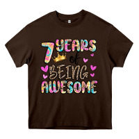 Chocolate Brown 7 years of being awesome Heavy Core Tee - MaliasSmallBusiness