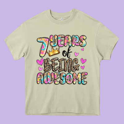 7 Years Of Being Awesome Heavy Core Tee Designed By Maliassmallbusiness