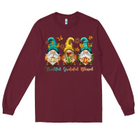 Burgundy Thankful grateful blessed Long Sleeve Tee - NancyCooperArtShop