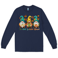 Navy Thankful grateful blessed Long Sleeve Tee - NancyCooperArtShop